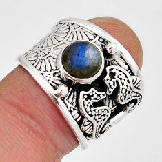 925 silver 2.59cts solitaire natural labradorite seahorse ring size 6.5 y54519