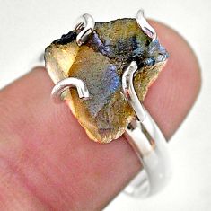 925 silver 5.82cts solitaire natural labradorite slice fancy ring size 8 t48835