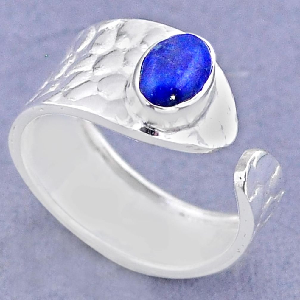 925 silver 1.42cts solitaire natural lapis lazuli adjustable ring size 8 t47324