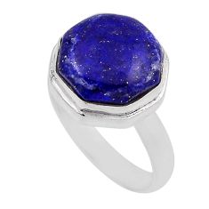 925 silver 6.34cts solitaire natural lapis lazuli hexagon ring size 7 n28400