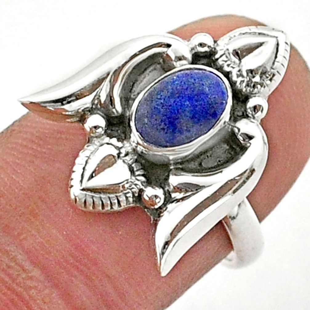 925 silver 1.56cts solitaire natural lapis lazuli oval heart ring size 6 t40740