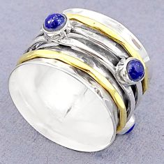 925 silver 3.03cts solitaire natural lapis lazuli spinner ring size 8 u29563