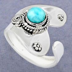 925 silver 1.06cts solitaire natural larimar adjustable ring size 7.5 u89405