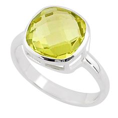 925 silver 4.86cts solitaire natural lemon topaz cushion ring size 7 t85010