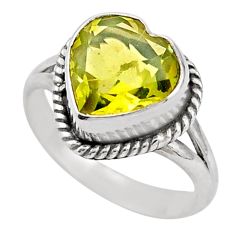 925 silver 4.82cts solitaire natural lemon topaz heart ring size 7 t87299