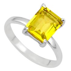 925 silver 3.94cts solitaire natural lemon topaz octagan ring size 10 u3423