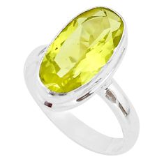925 silver 8.11cts solitaire natural lemon topaz oval shape ring size 10 t61564