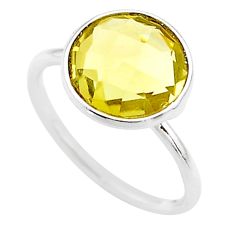 925 silver 4.47cts solitaire natural lemon topaz round shape ring size 6 t70609