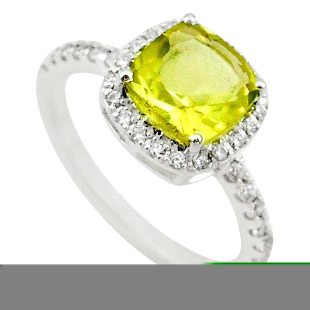 925 silver 5.19cts solitaire natural lemon topaz white topaz ring size 8 t43168