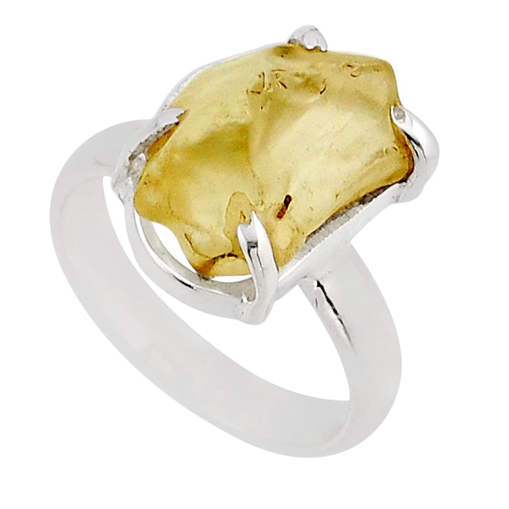 925 silver 4.65cts solitaire natural libyan desert glass fancy ring size 7 n2197