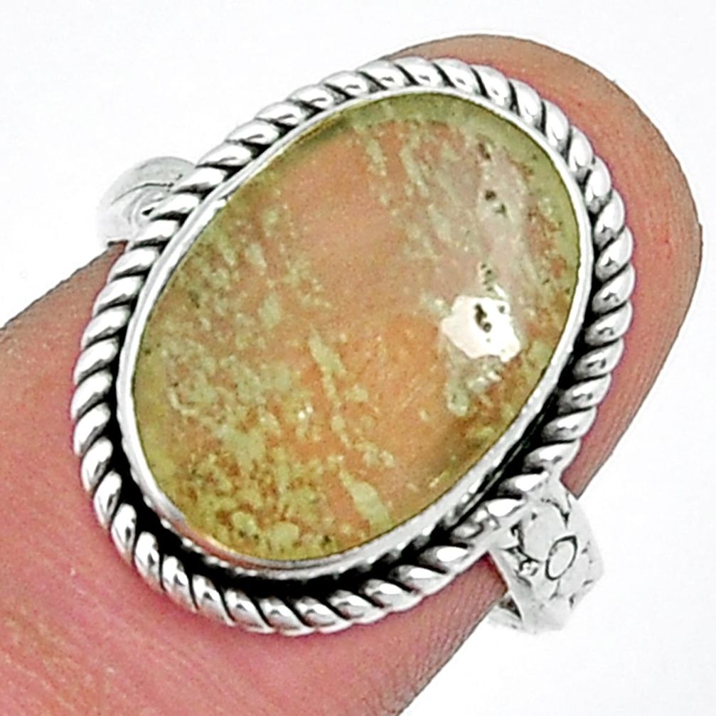 925 silver 7.62cts solitaire natural libyan desert glass oval ring size 8 y4165