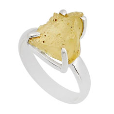 925 silver 4.68cts solitaire natural libyan desert glass ring size 7.5 n2186