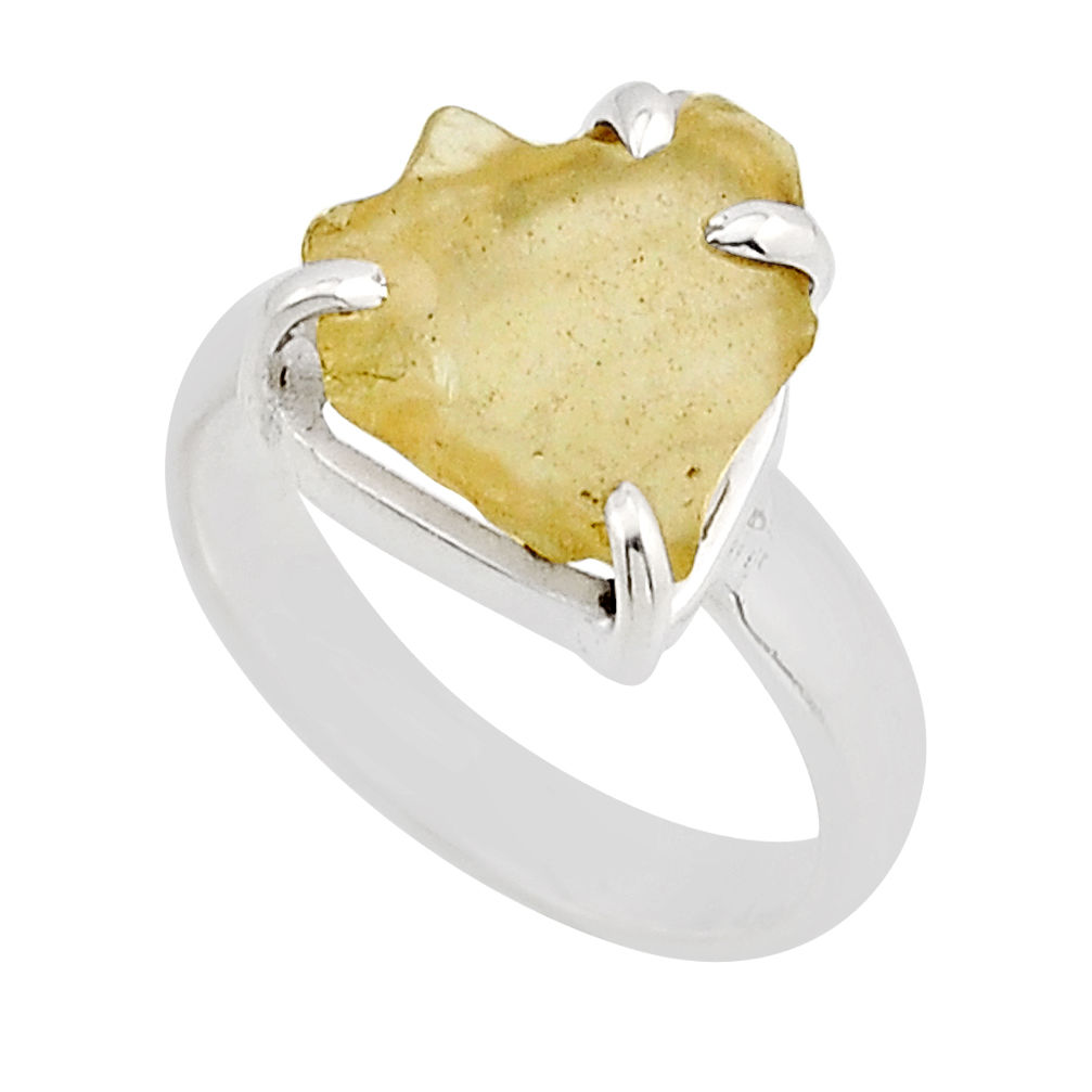 925 silver 4.22cts solitaire natural libyan desert glass ring size 6.5 n2190