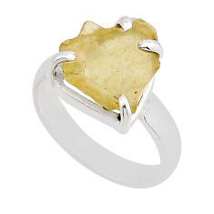 925 silver 4.22cts solitaire natural libyan desert glass ring size 6.5 n2190