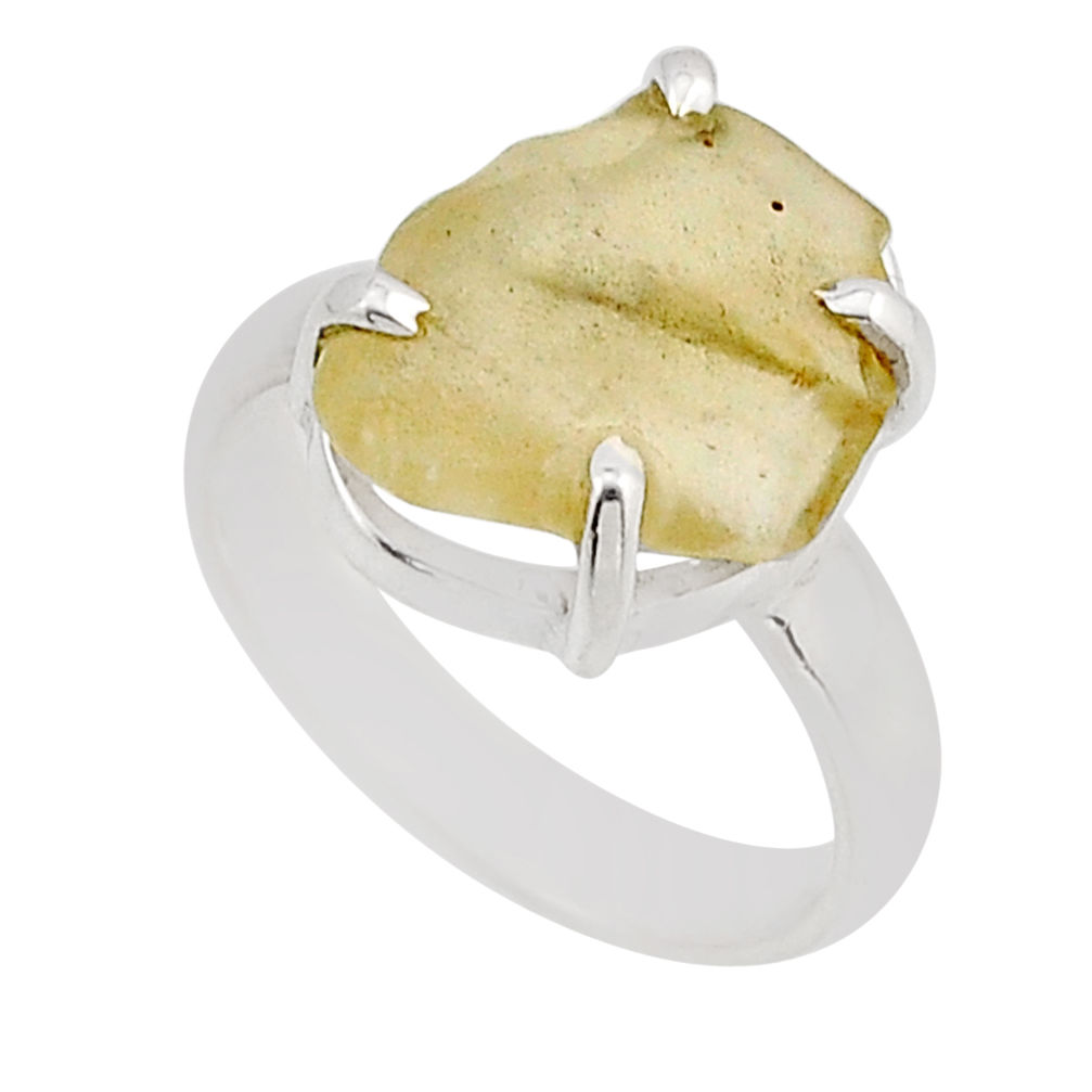 925 silver 4.26cts solitaire natural libyan desert glass ring size 6.5 n2194