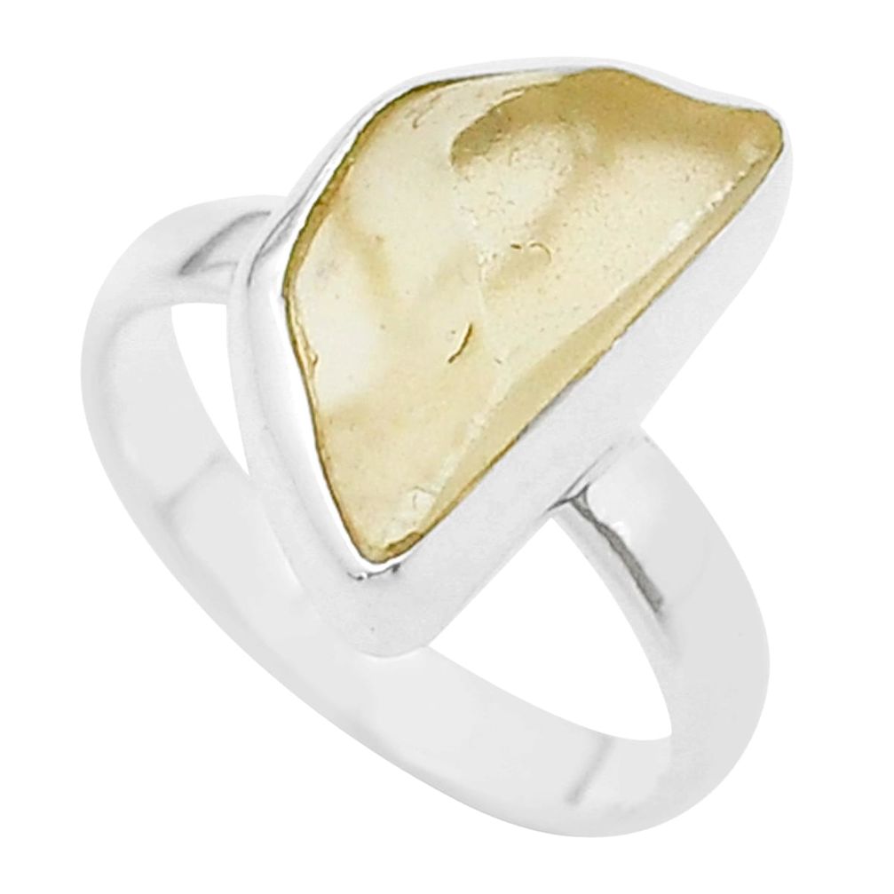 925 silver 3.94cts solitaire natural libyan desert glass ring size 6 u50019