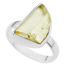 925 silver 4.85cts solitaire natural libyan desert glass ring size 7 u49900