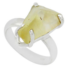 Clearance Sale- 925 silver 5.08cts solitaire natural libyan desert glass ring size 7 u89078