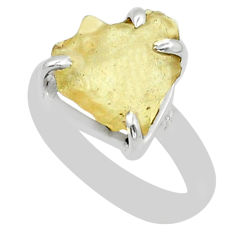925 silver 4.02cts solitaire natural libyan desert glass ring size 7 u89100