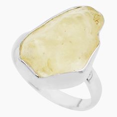 925 silver 9.11cts solitaire natural libyan desert glass ring size 8 u50017