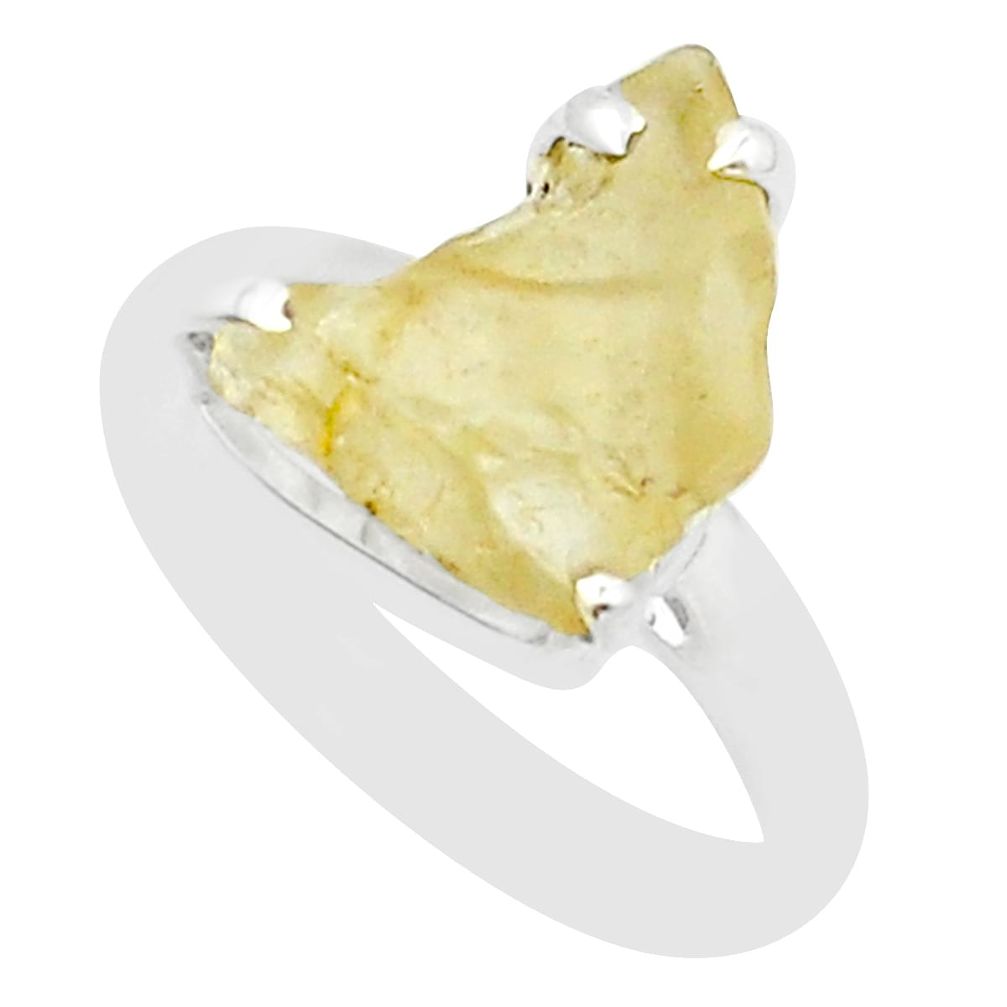 925 silver 4.42cts solitaire natural libyan desert glass ring size 8.5 u89087