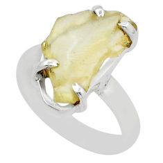 925 silver 4.90cts solitaire natural libyan desert glass ring size 7.5 u89099