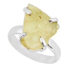 925 silver 7.87cts solitaire natural libyan desert glass ring size 7.5 y26918