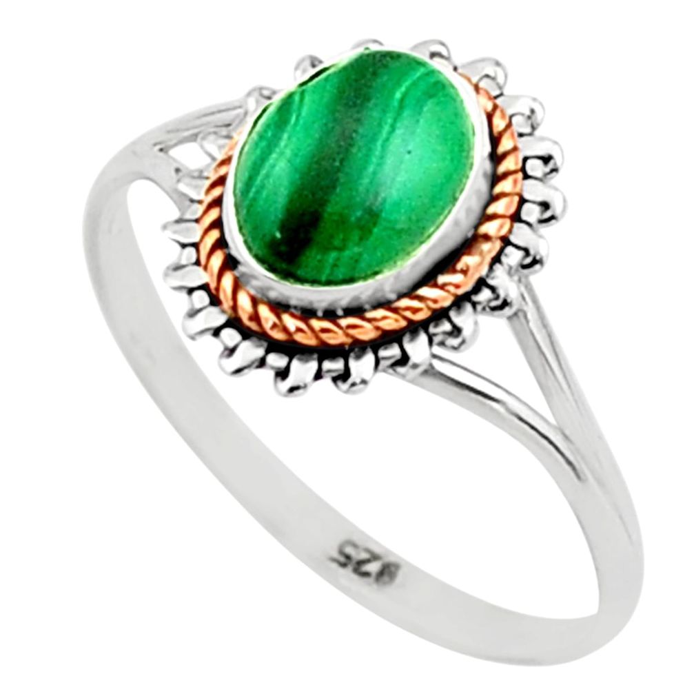 925 silver 2.10cts solitaire natural malachite 14k rose gold ring size 7 t71796