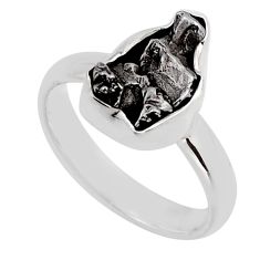 925 silver 6.01cts solitaire natural meteorite gibeon fancy ring size 7 y85012