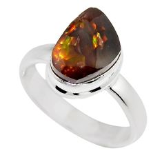 925 silver 4.69cts solitaire natural mexican fire agate fancy ring size 7 y26311