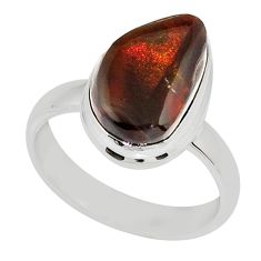 925 silver 4.94cts solitaire natural mexican fire agate fancy ring size 7 y26337