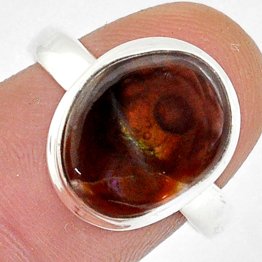 925 silver 5.53cts solitaire natural mexican fire agate fancy ring size 8 u58730