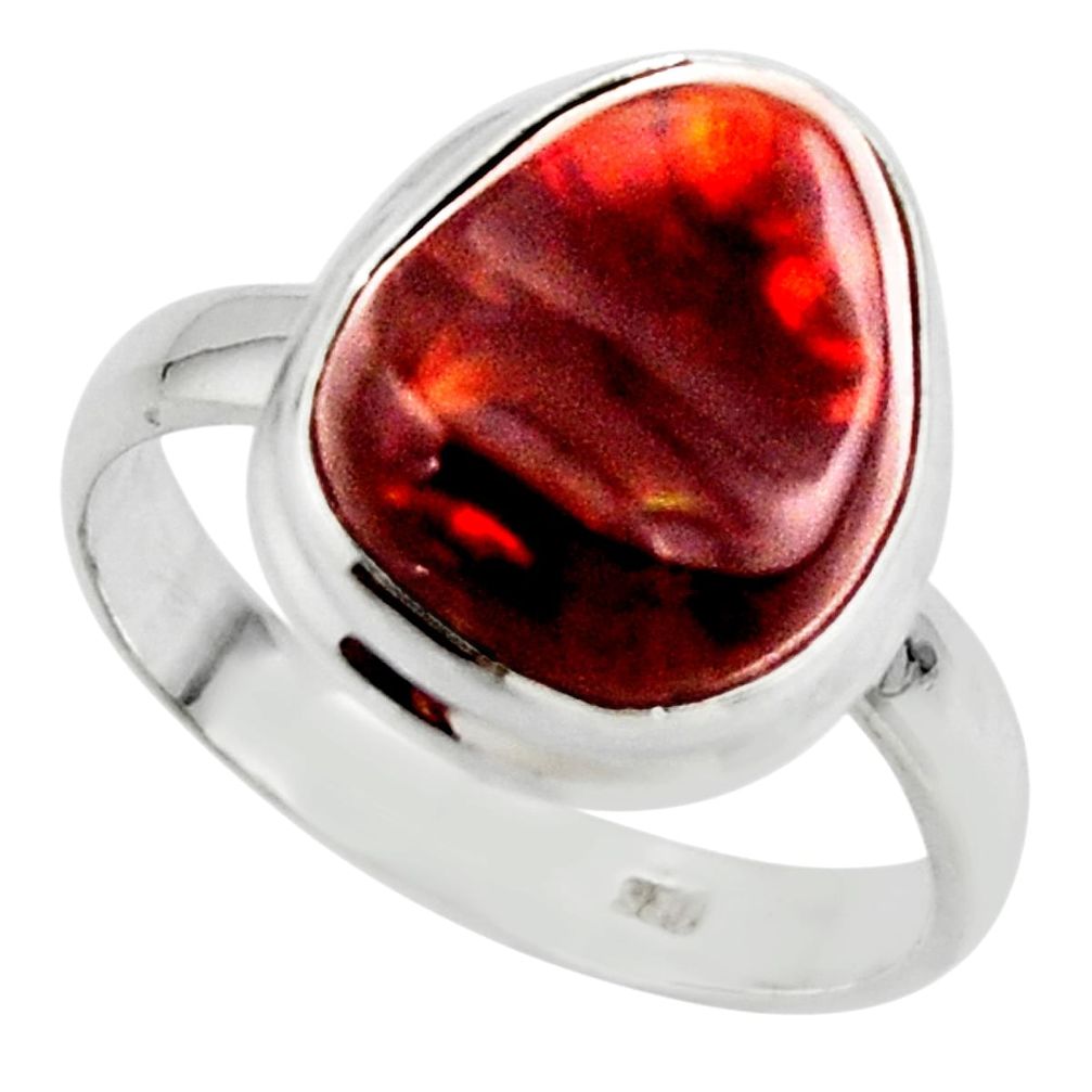 925 silver 8.94cts solitaire natural mexican fire agate fancy ring size 9 r50093