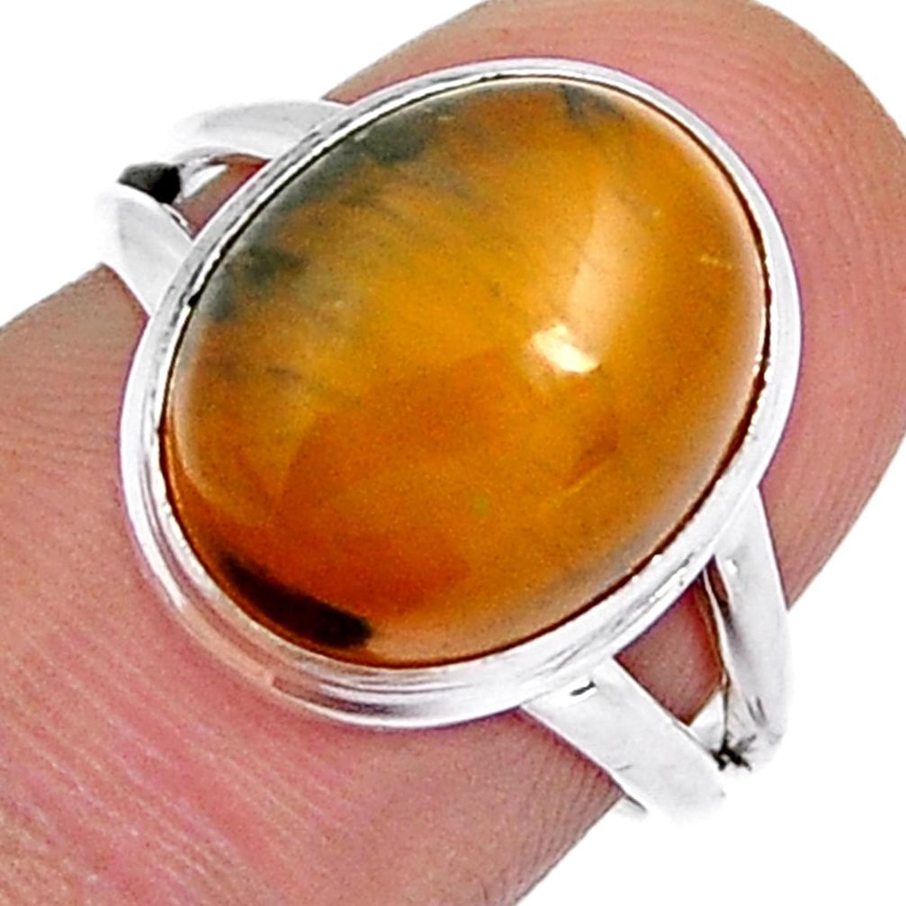 925 silver 6.55cts solitaire natural mexican fire agate oval ring size 7 y4173