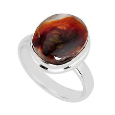 925 silver 7.31cts solitaire natural mexican fire agate oval ring size 8 y73798