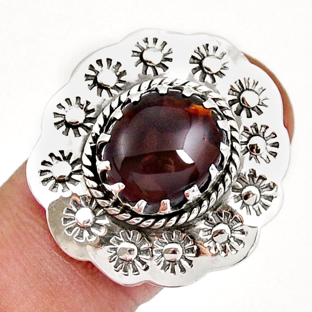 925 silver 5.17cts solitaire natural mexican fire agate oval ring size 7.5 y4092