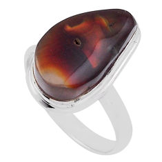 925 silver 8.43cts solitaire natural mexican fire agate ring size 9.5 n30838
