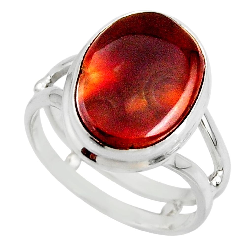 925 silver 7.54cts solitaire natural mexican fire agate ring size 7.5 r50097