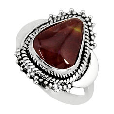 925 silver 4.91cts solitaire natural mexican fire agate ring size 6.5 y78030