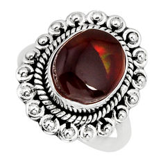925 silver 5.12cts solitaire natural mexican fire agate ring size 6.5 y78036