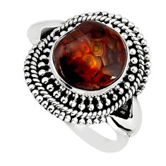 925 silver 5.75cts solitaire natural mexican fire agate ring size 8.5 y78039