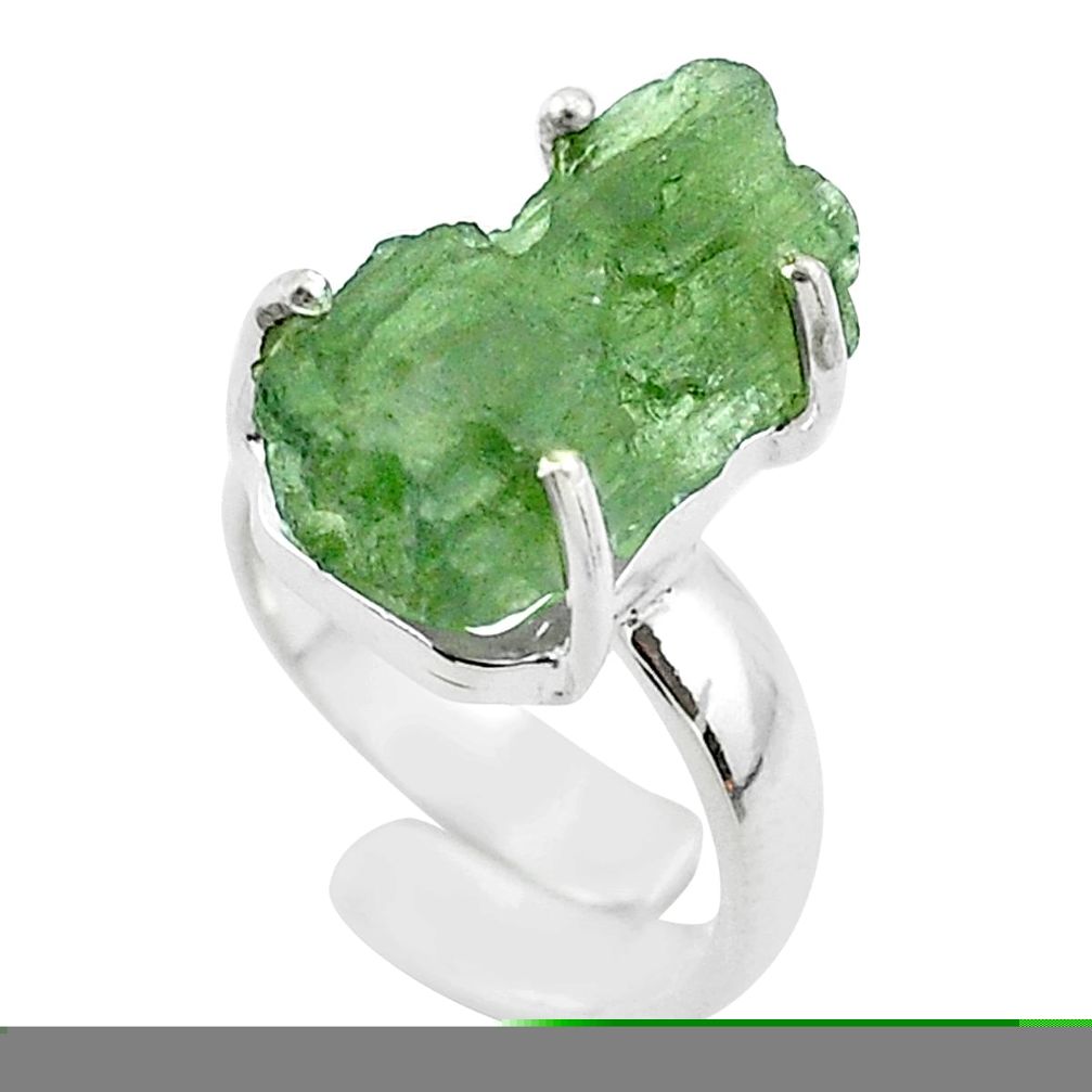925 silver 7.97cts solitaire natural moldavite adjustable ring size 4 t50004