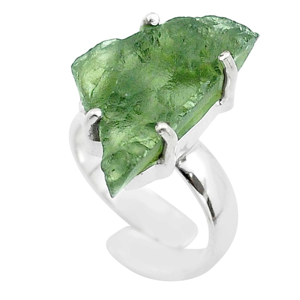 925 silver 8.53cts solitaire natural moldavite adjustable ring size 4 t50005