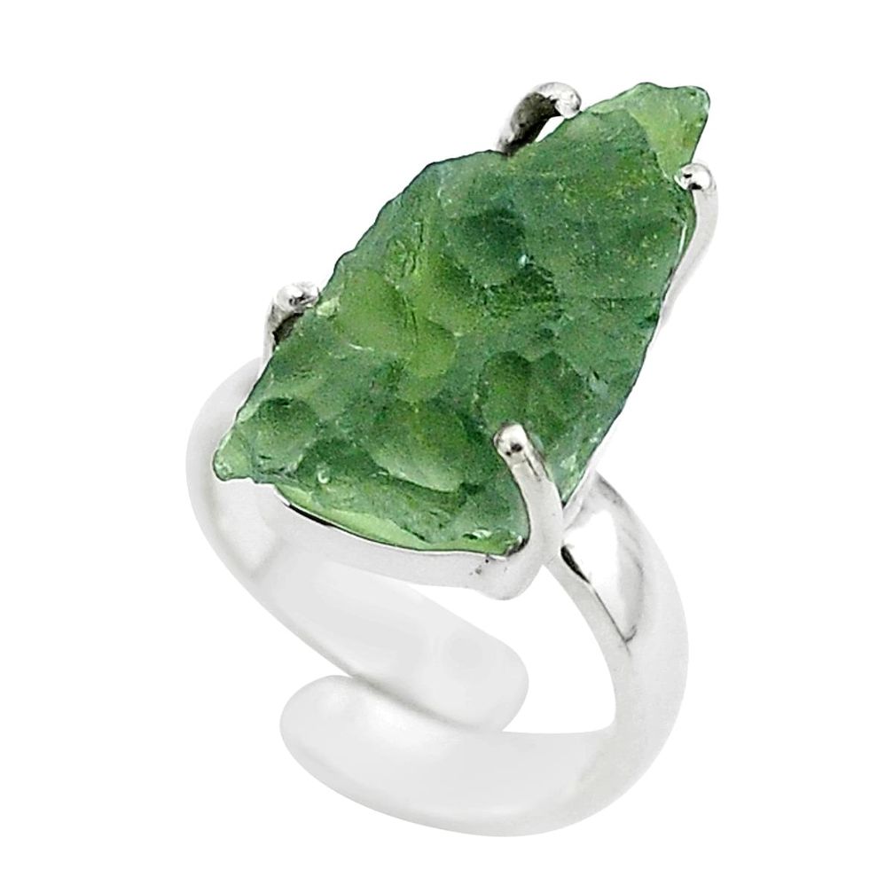 925 silver 8.40cts solitaire natural moldavite adjustable ring size 4 t50009