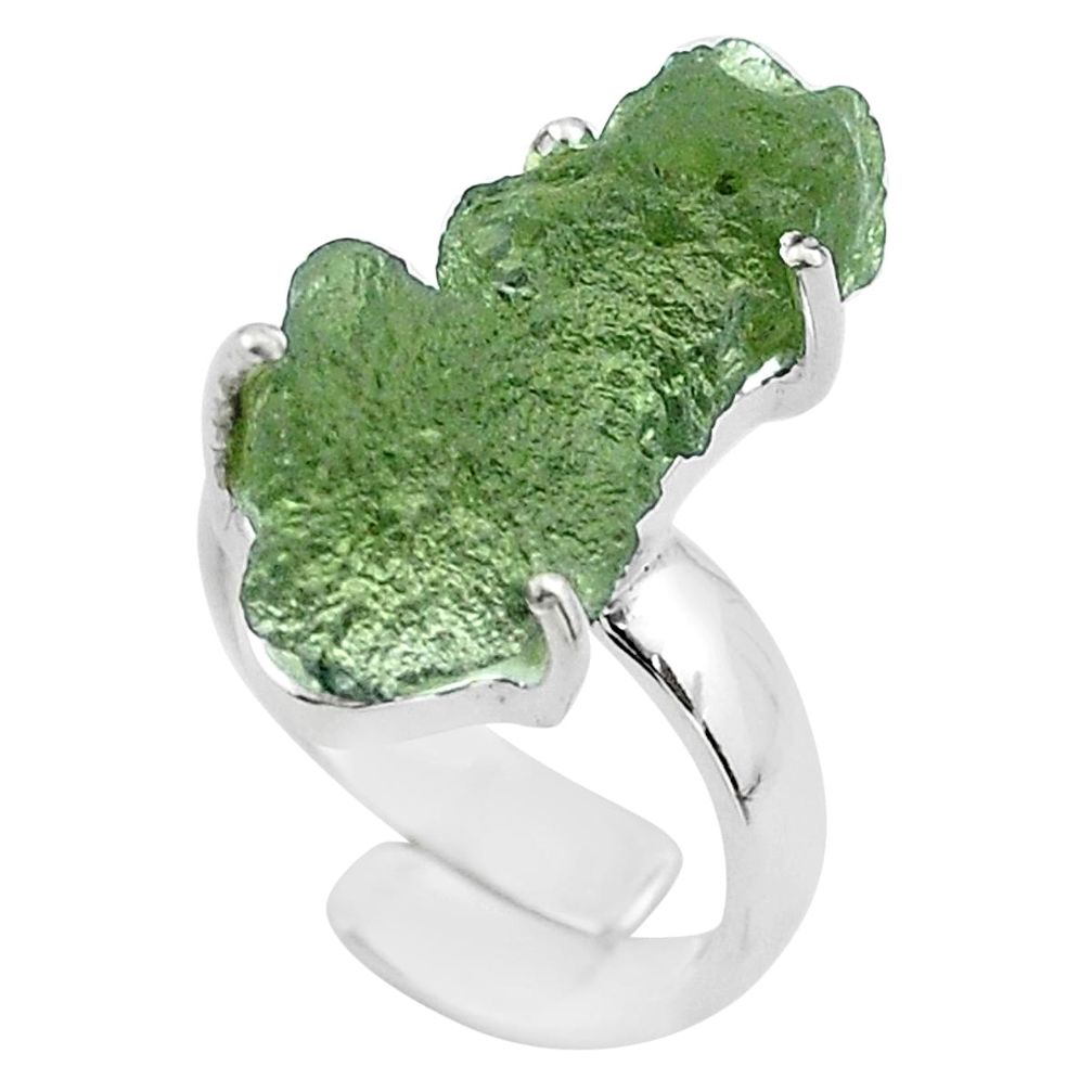 925 silver 8.03cts solitaire natural moldavite adjustable ring size 4 t50010