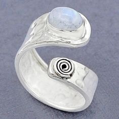 925 silver 2.02cts solitaire natural moonstone adjustable ring size 6.5 u89455