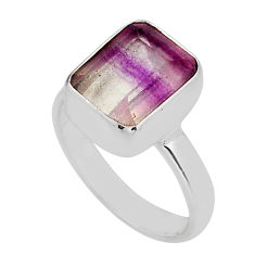 925 silver 4.93cts solitaire natural multi color fluorite ring size 7 y81855