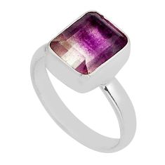 925 silver 5.34cts solitaire natural multi color fluorite ring size 9 y81860