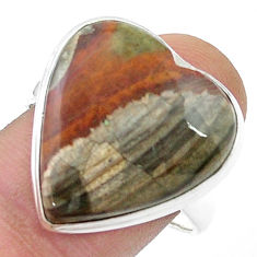 925 silver 15.16cts solitaire natural mushroom rhyolite heart ring size 9 u47858