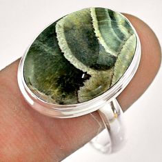 925 silver 14.50cts solitaire natural mushroom rhyolite oval ring size 11 t54484